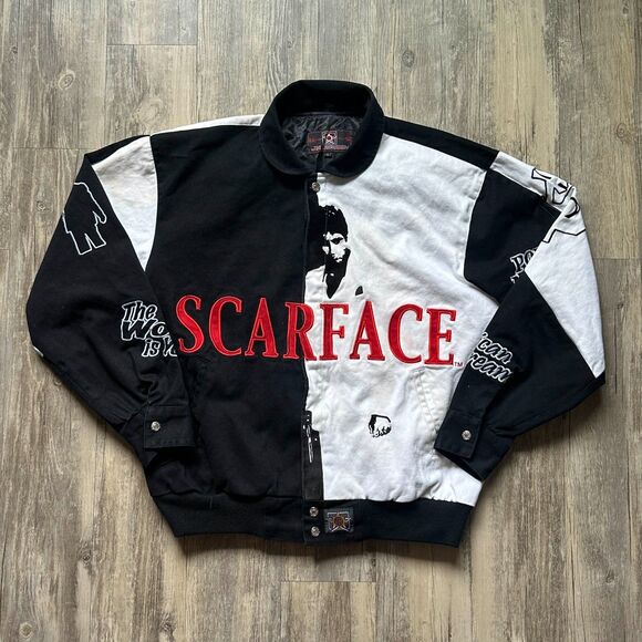 Vintage Jeff Hamilton Design Scarface Canvas Racing Jacket Size Large